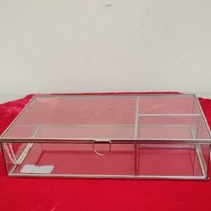 NWT Glass Jewelry Organizer with Silver Accents